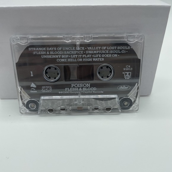 POISON Cassette Flesh & Blood 1990 Unskinny Bop Something To Believe In 90s Rock - Picture 4 of 8